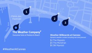A map of The Weather Company's presence at The Cannes Lions Festival of Creativity 2024