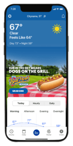 Integrated Marquee advertising for Ball Park in The Weather Channel app