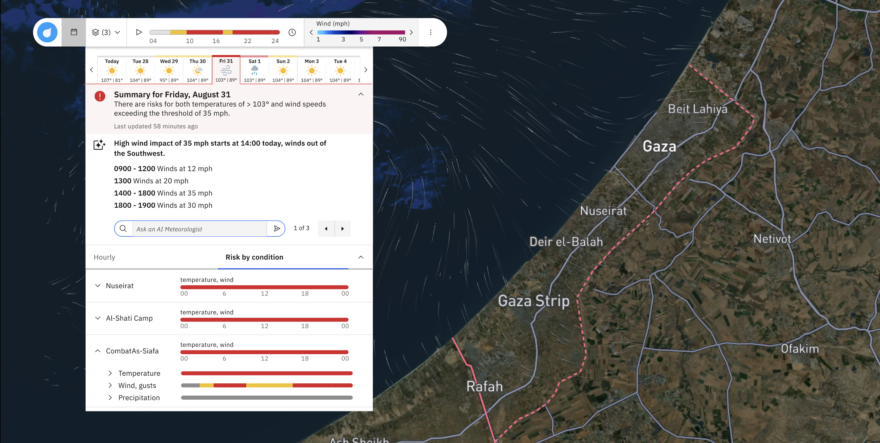 Planner plug-in drill down on a high risk impact day with Impact Tab in focus