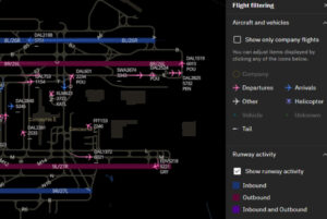 On-screen diagram of GSM active runways.